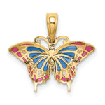 14K Small Enameled Blue and Red Butterfly Charm - 17 x 11 mm