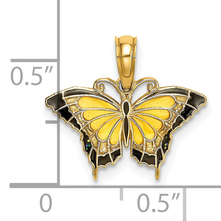 Gold Polished Butterfly Pendant - 17 x 11 mm