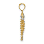Gold Polished Seahorse Pendant - 14k Gold with White Rhodium / 11.5 x 25 mm