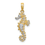 Gold Polished Seahorse Pendant - 14k Gold with White Rhodium / 11.5 x 25 mm