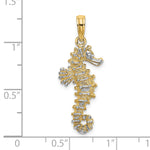 Gold Polished Seahorse Pendant - 14k Gold with White Rhodium / 11.5 x 25 mm