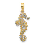 Gold Polished Seahorse Pendant - 14k Gold with White Rhodium / 11.5 x 25 mm