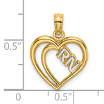 14k and White Rhodium RN Inside Double Hearts Charm