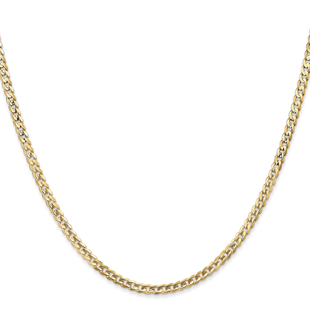 Gold (10K & 14K) Open Concave Curb Chain - 14k Yellow Gold / 16 in / 3 mm