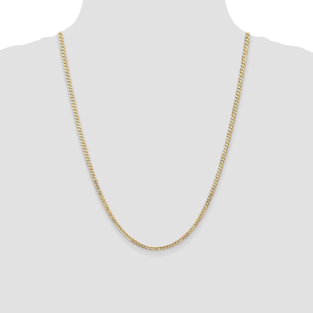 Gold (10K & 14K) Open Concave Curb Chain - 14k Yellow Gold / 24 in / 3 mm