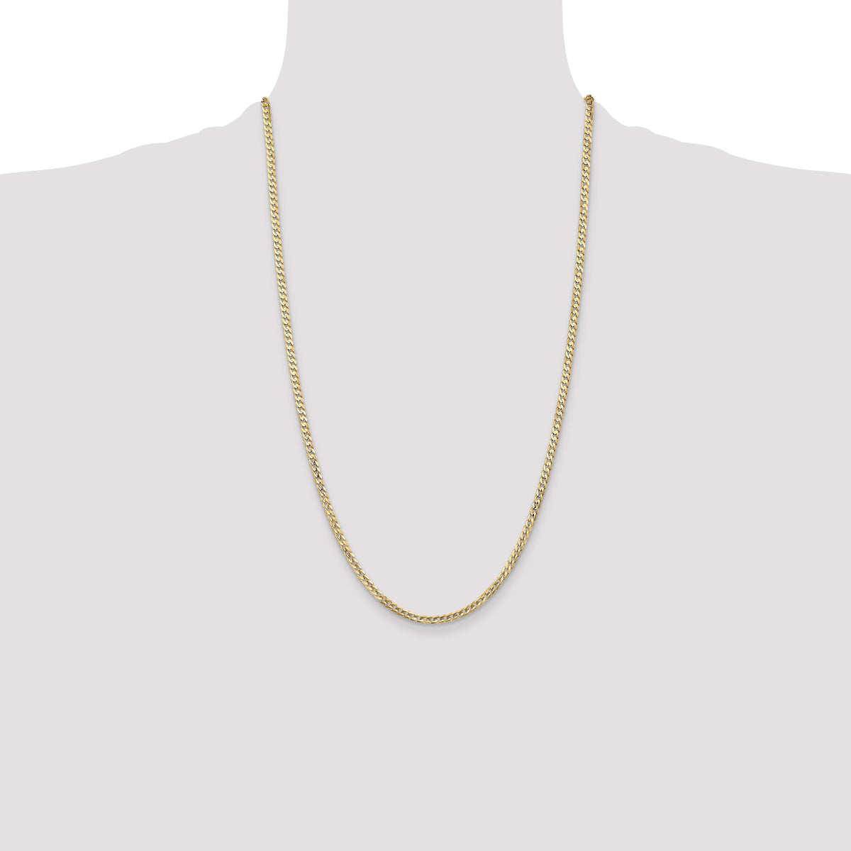 Gold (10K & 14K) Open Concave Curb Chain - 14k Yellow Gold / 26 in / 3 mm
