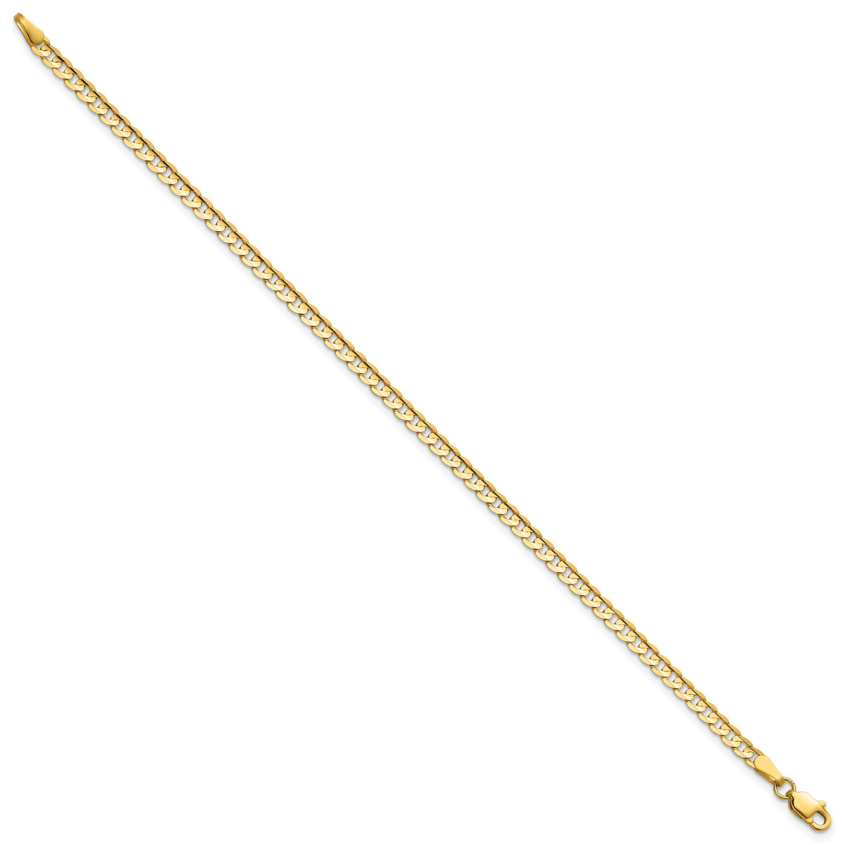 Gold (10K & 14K) Open Concave Curb Chain Bracelet - 14k Yellow Gold / 7 in / 3 mm
