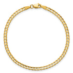 Gold (10K & 14K) Open Concave Curb Chain Anklet - 14k Yellow Gold / 3 mm