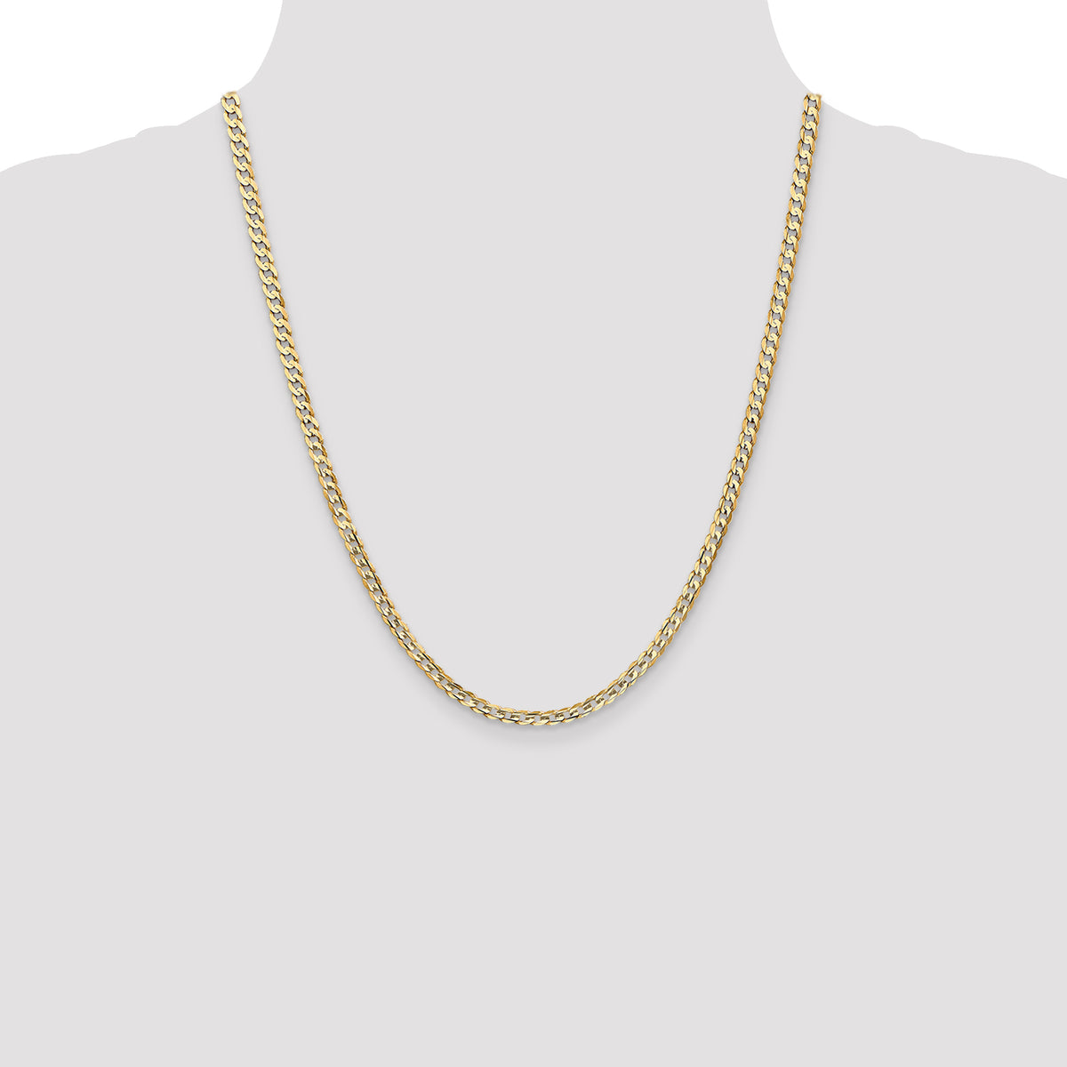Gold (10K & 14K) Open Concave Curb Chain - 14k Yellow Gold / 22 in / 3.8 mm