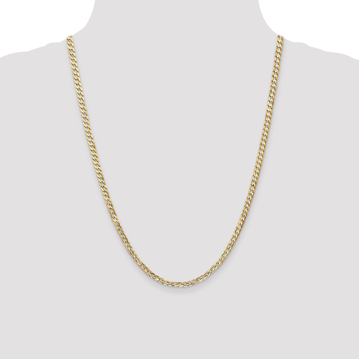 Gold (10K & 14K) Open Concave Curb Chain - 14k Yellow Gold / 24 in / 3.8 mm