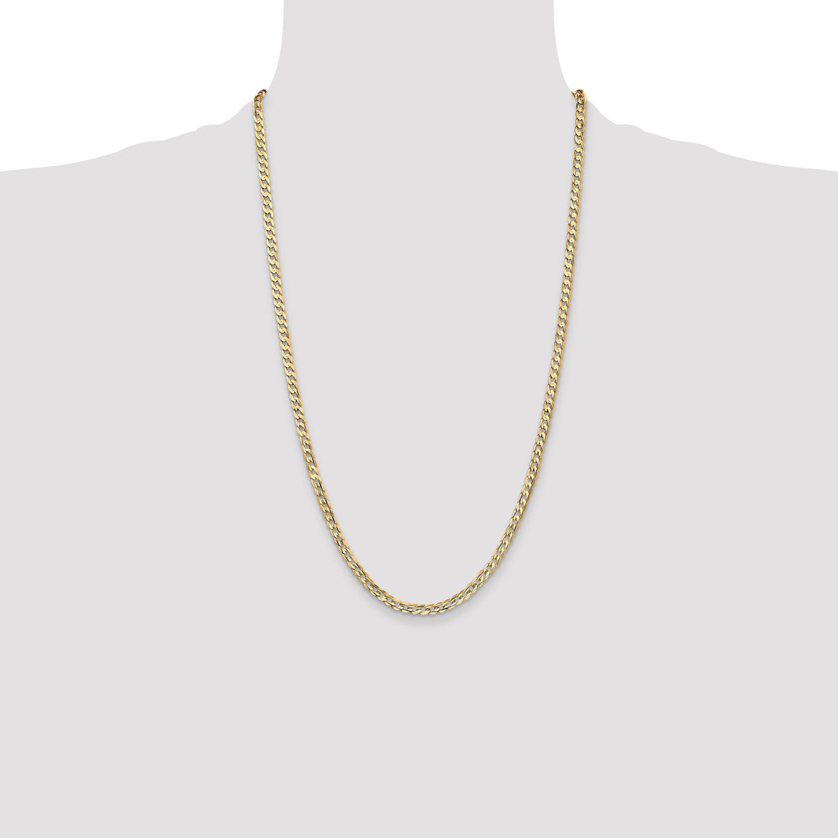 Gold (10K & 14K) Open Concave Curb Chain - 14k Yellow Gold / 26 in / 3.8 mm