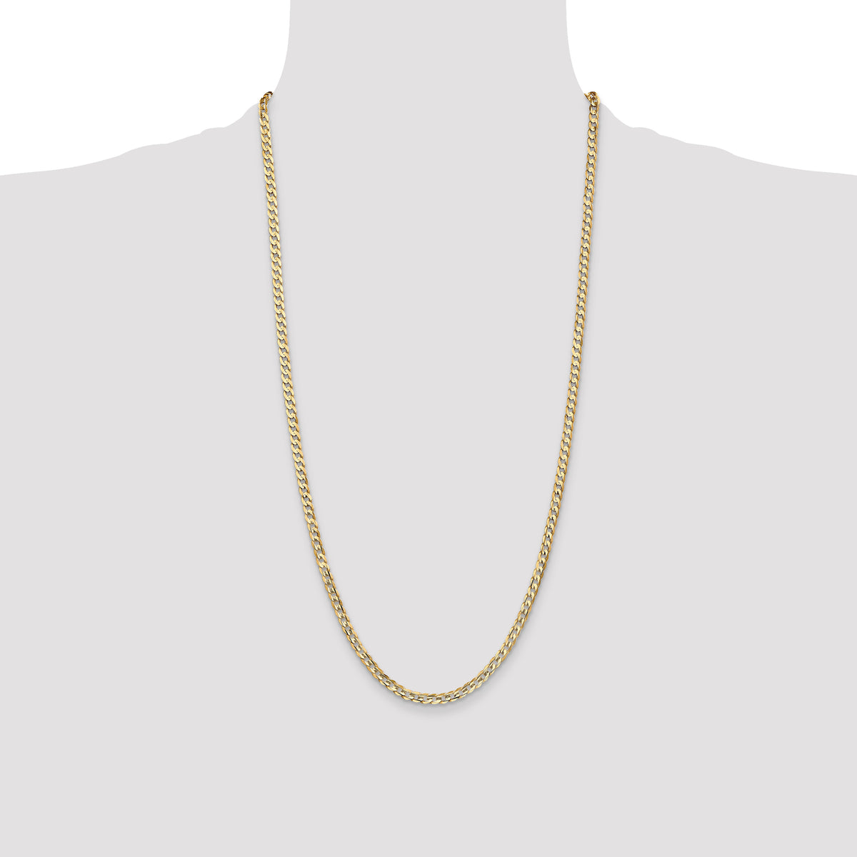Gold (10K & 14K) Open Concave Curb Chain - 14k Yellow Gold / 28 in / 3.8 mm