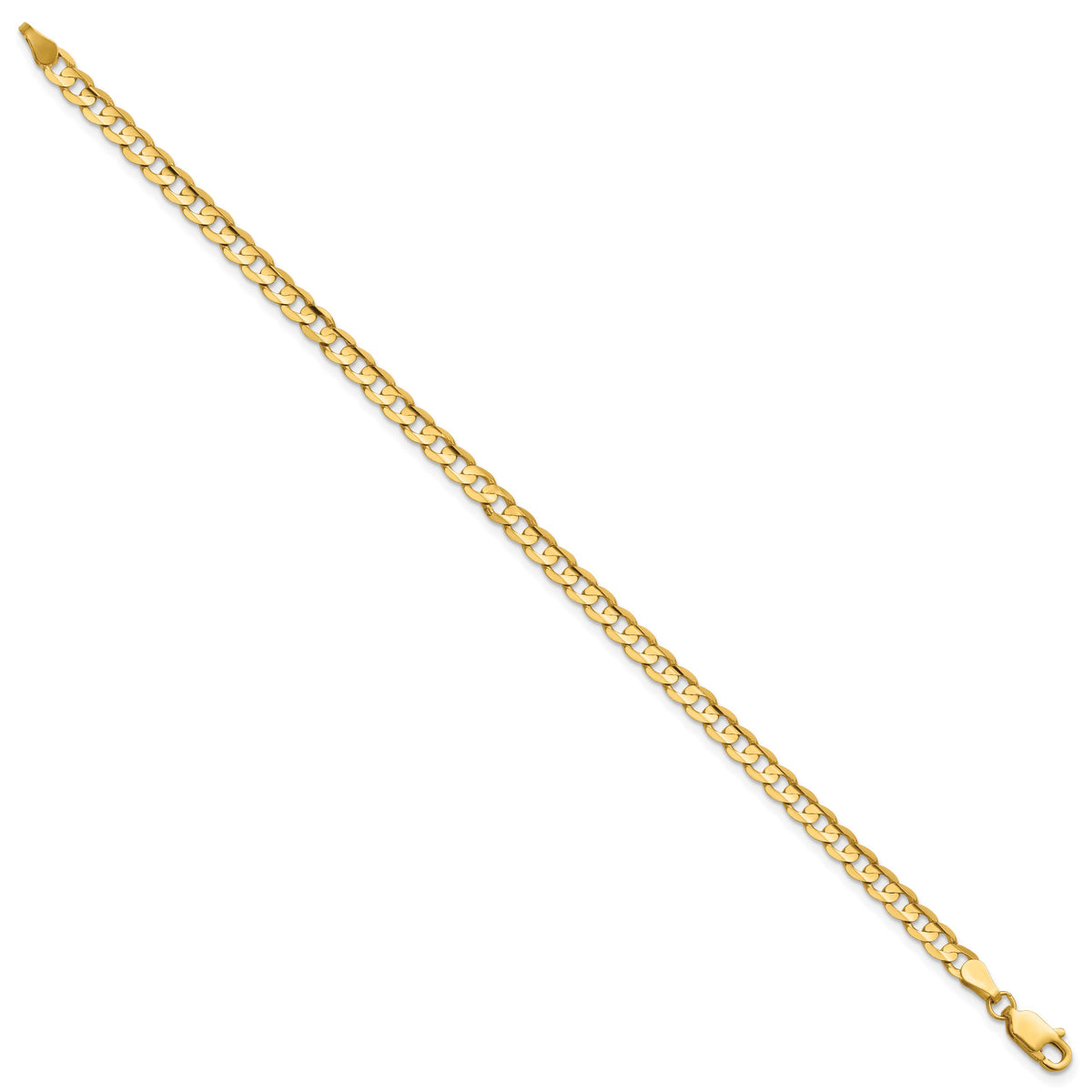 Gold (10K & 14K) Open Concave Curb Chain Anklet - 14k Yellow Gold / 3.8 mm