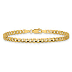 Gold (10K & 14K) Open Concave Curb Chain Bracelet - 14k Yellow Gold / 7 in / 3.8 mm