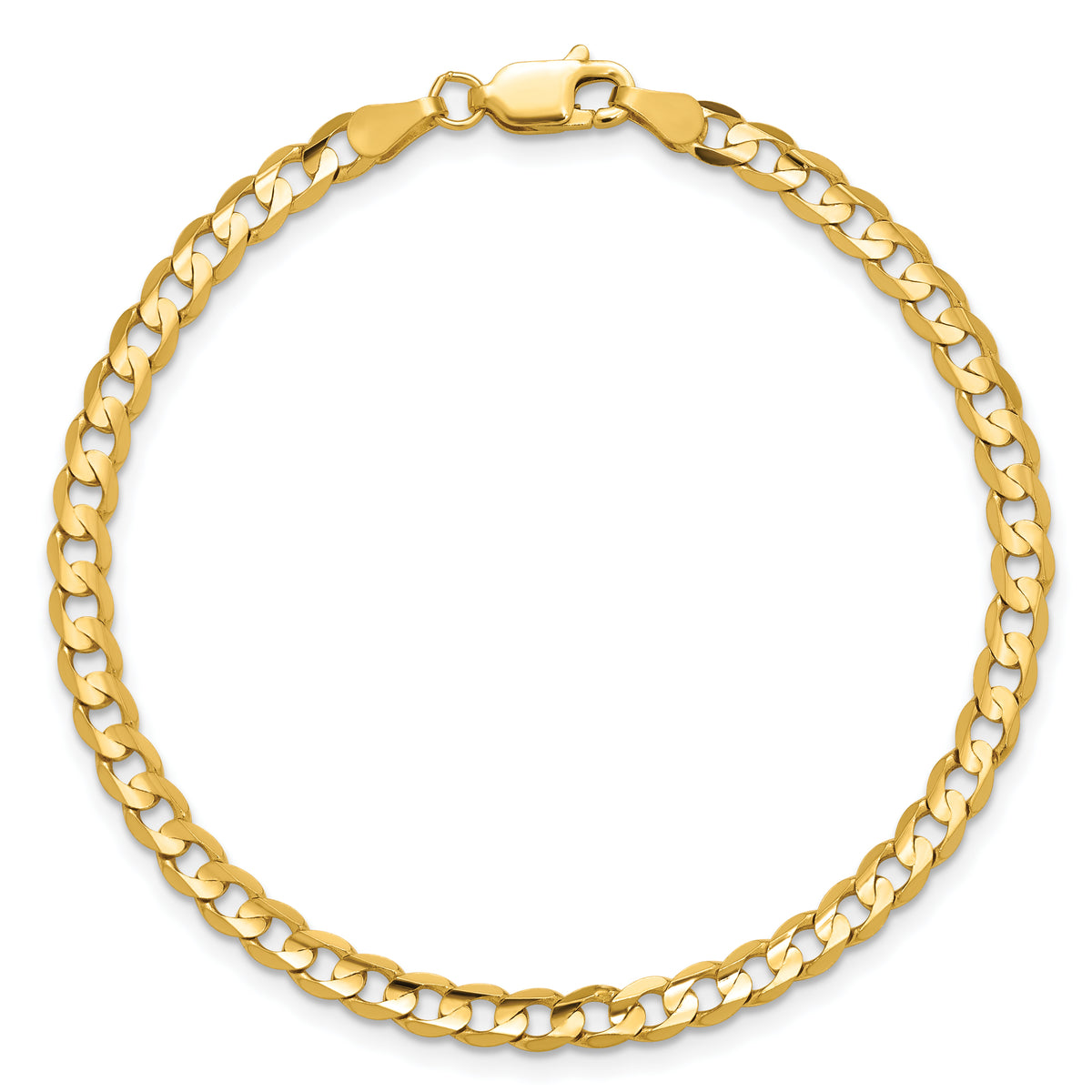 Gold (10K & 14K) Open Concave Curb Chain Anklet - 14k Yellow Gold / 3.8 mm