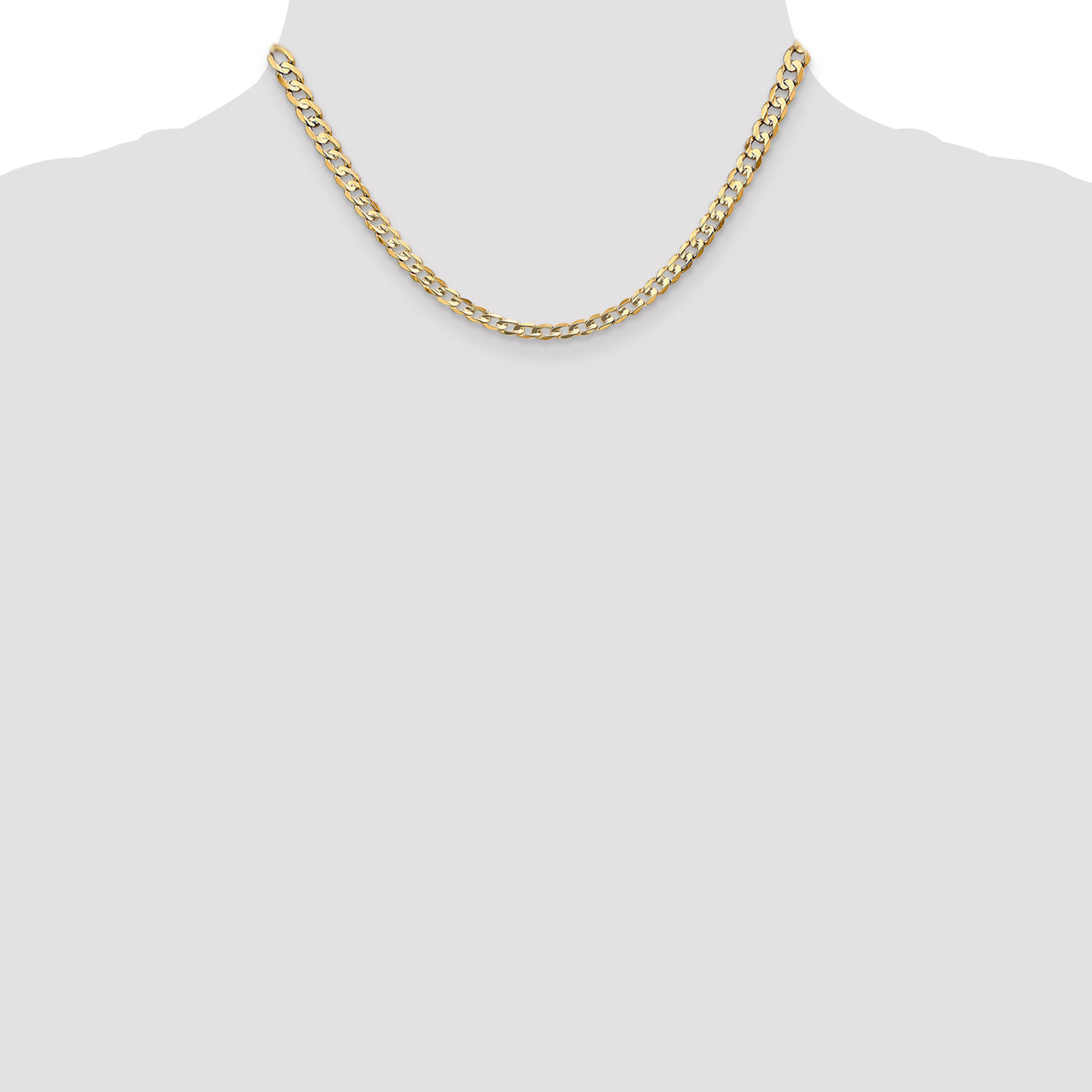 Gold (10K & 14K) Open Concave Curb Chain - 14k Yellow Gold / 16 in / 4.5 mm