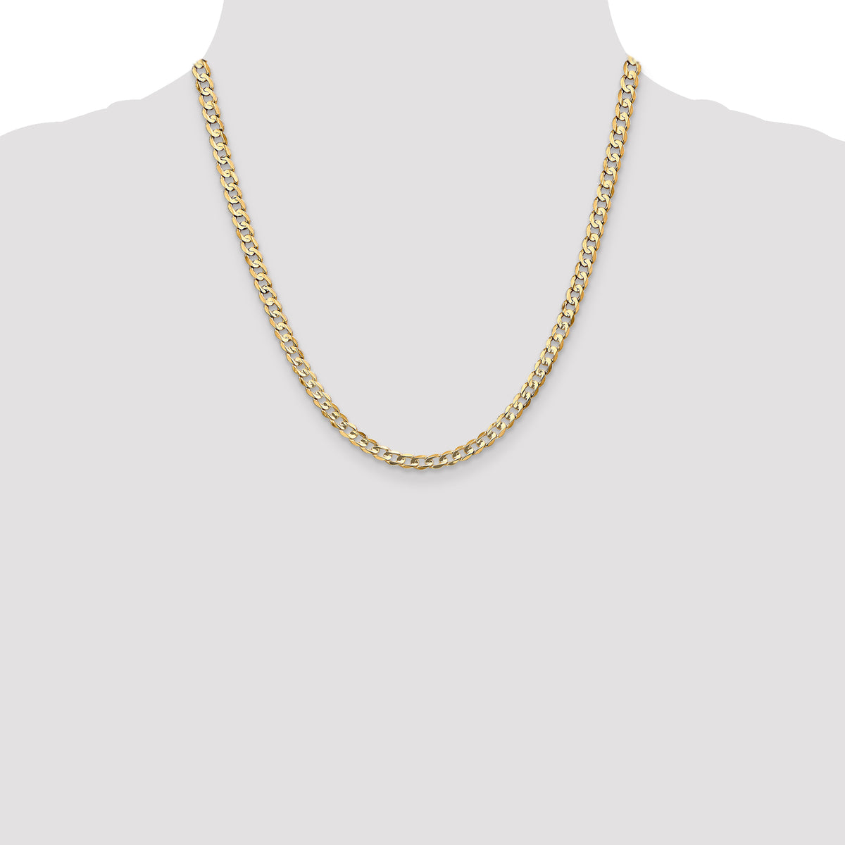Gold (10K & 14K) Open Concave Curb Chain - 14k Yellow Gold / 20 in / 4.5 mm