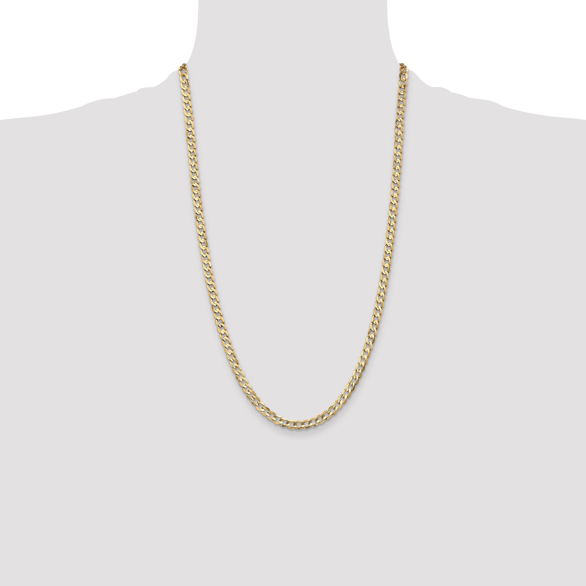 Gold (10K & 14K) Open Concave Curb Chain - 14k Yellow Gold / 26 in / 4.5 mm