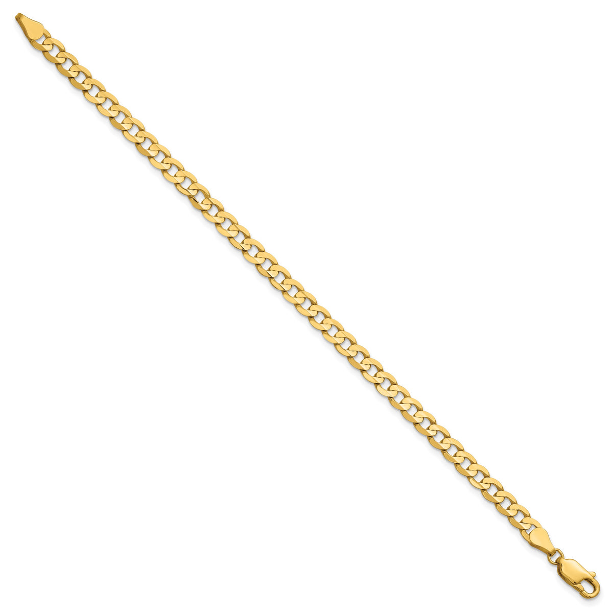 Gold (10K & 14K) Open Concave Curb Chain Bracelet - 14k Yellow Gold / 7 in / 4.5 mm
