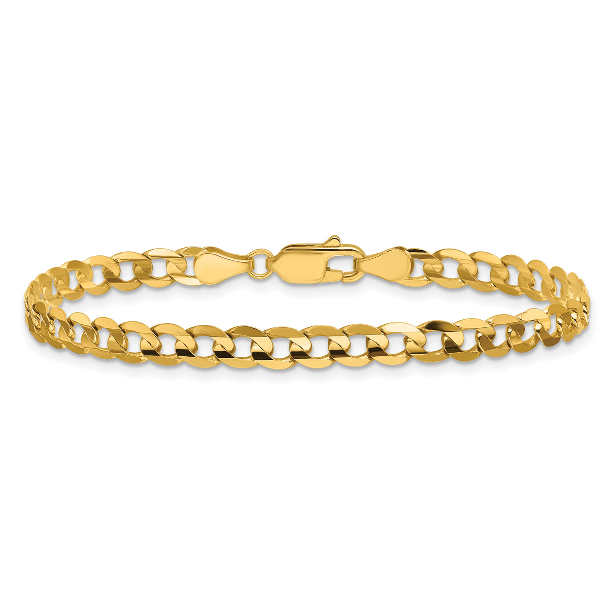 Gold (10K & 14K) Open Concave Curb Chain Bracelet - 14k Yellow Gold / 7 in / 4.5 mm