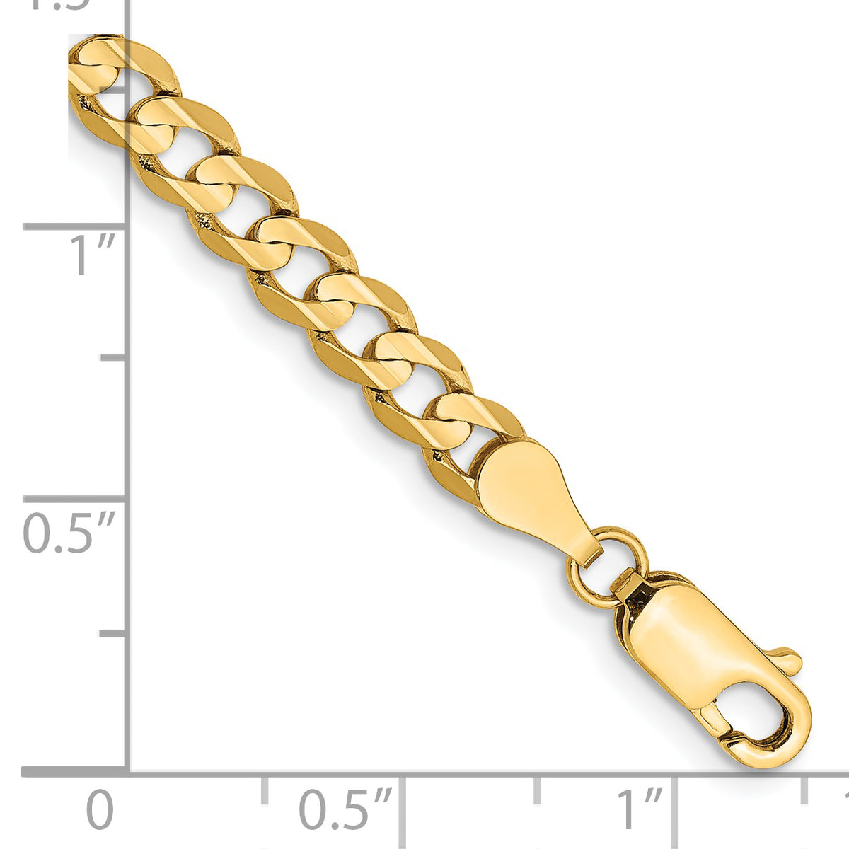 Gold (10K & 14K) Open Concave Curb Chain Bracelet - 14k Yellow Gold / 7 in / 4.5 mm