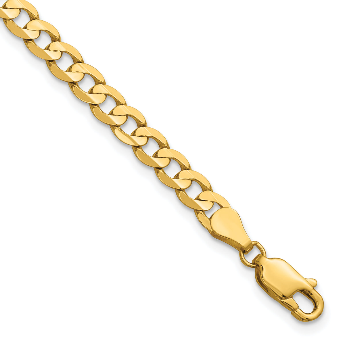 Gold (10K & 14K) Open Concave Curb Chain Bracelet - 14k Yellow Gold / 8 in / 4.5 mm