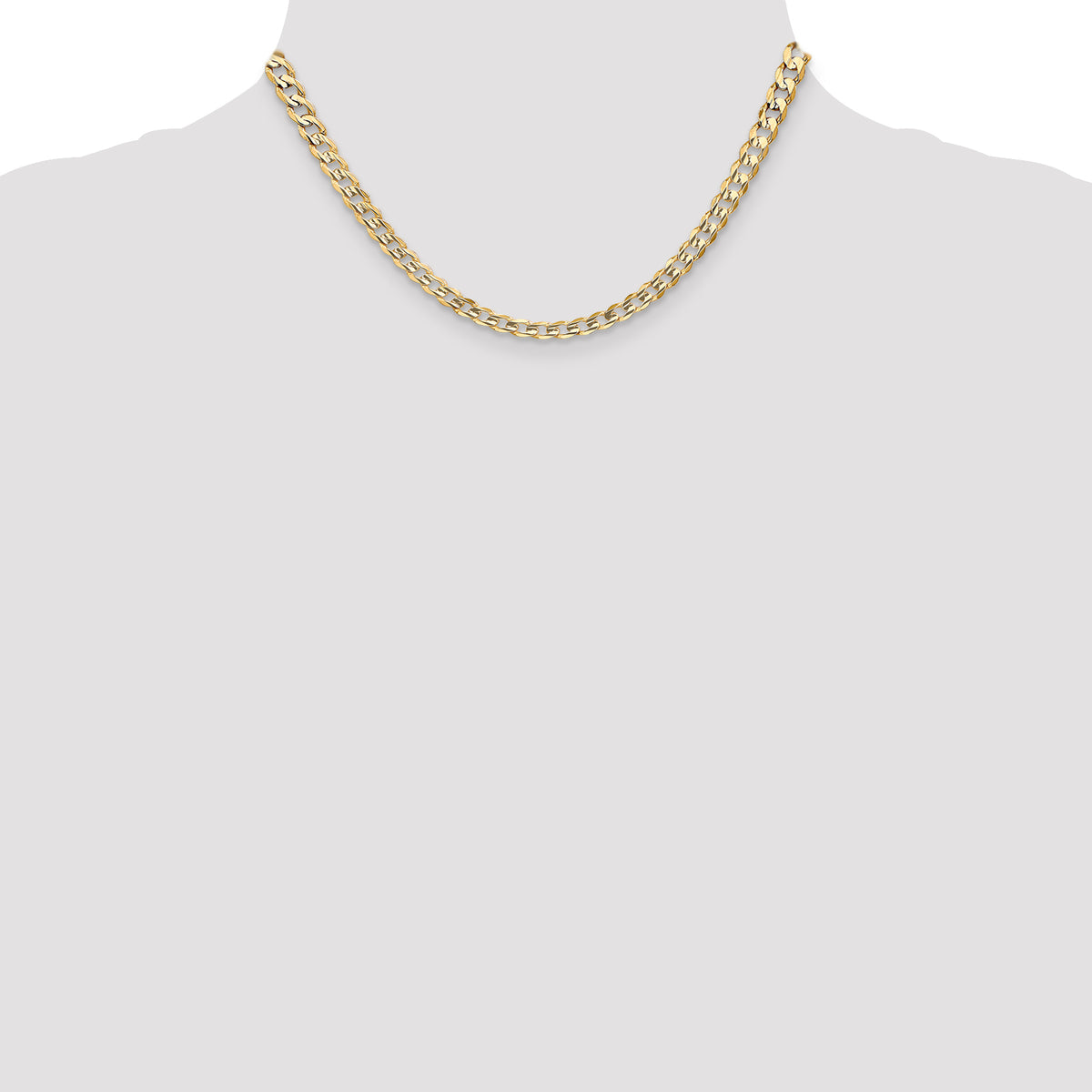 Gold (10K & 14K) Open Concave Curb Chain - 14k Yellow Gold / 16 in / 5.25 mm