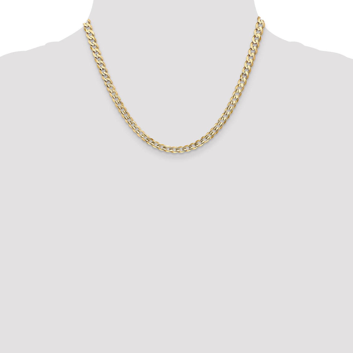 Gold (10K & 14K) Open Concave Curb Chain - 14k Yellow Gold / 18 in / 5.25 mm