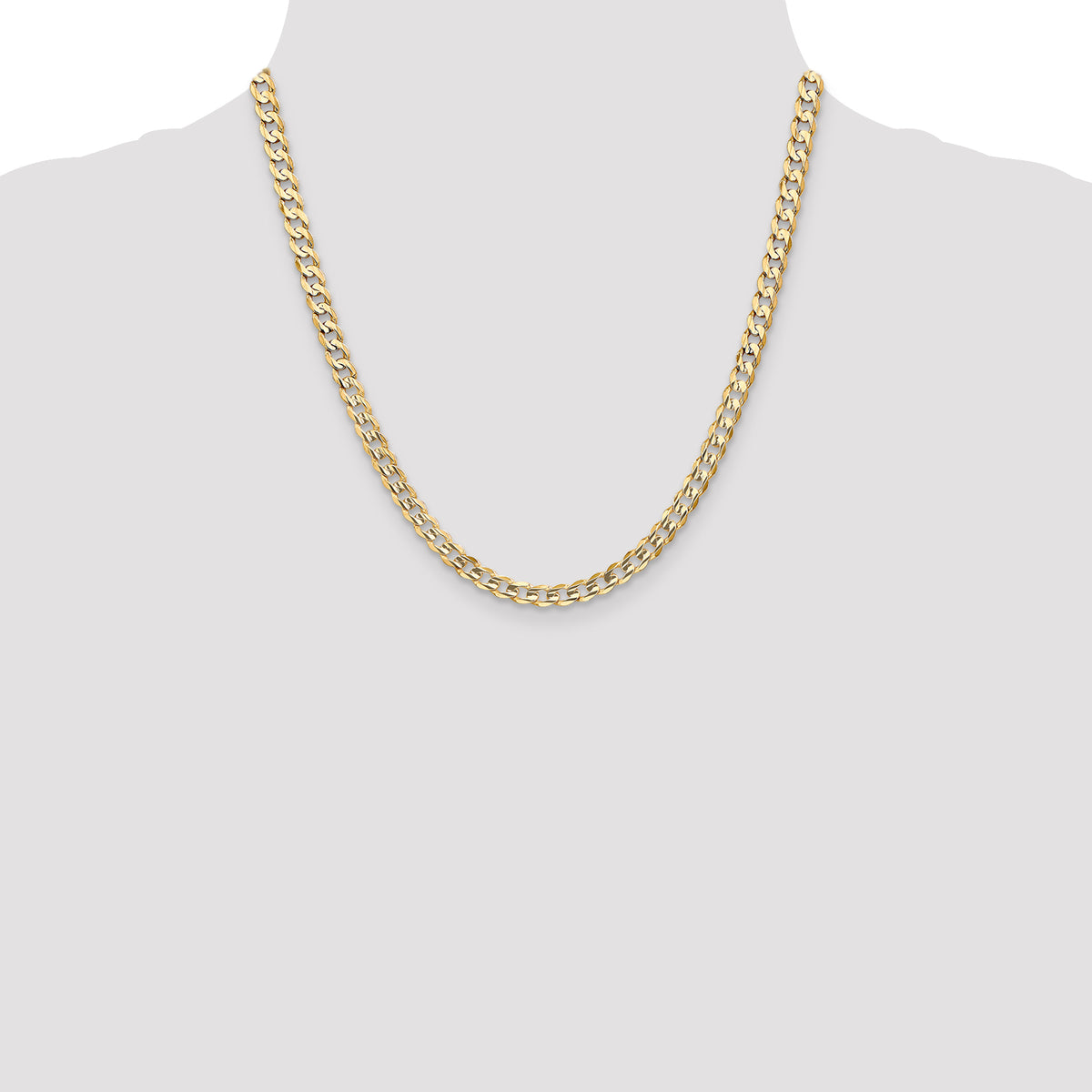 Gold (10K & 14K) Open Concave Curb Chain - 14k Yellow Gold / 20 in / 5.25 mm