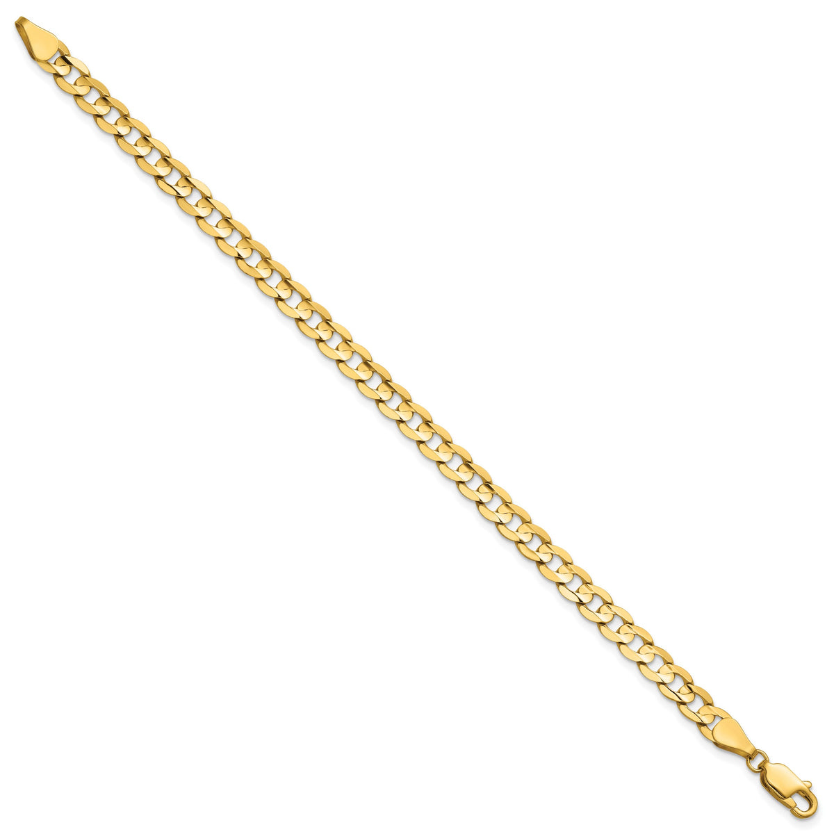 Gold (10K & 14K) Open Concave Curb Chain Bracelet - 14k Yellow Gold / 7 in / 5.25 mm