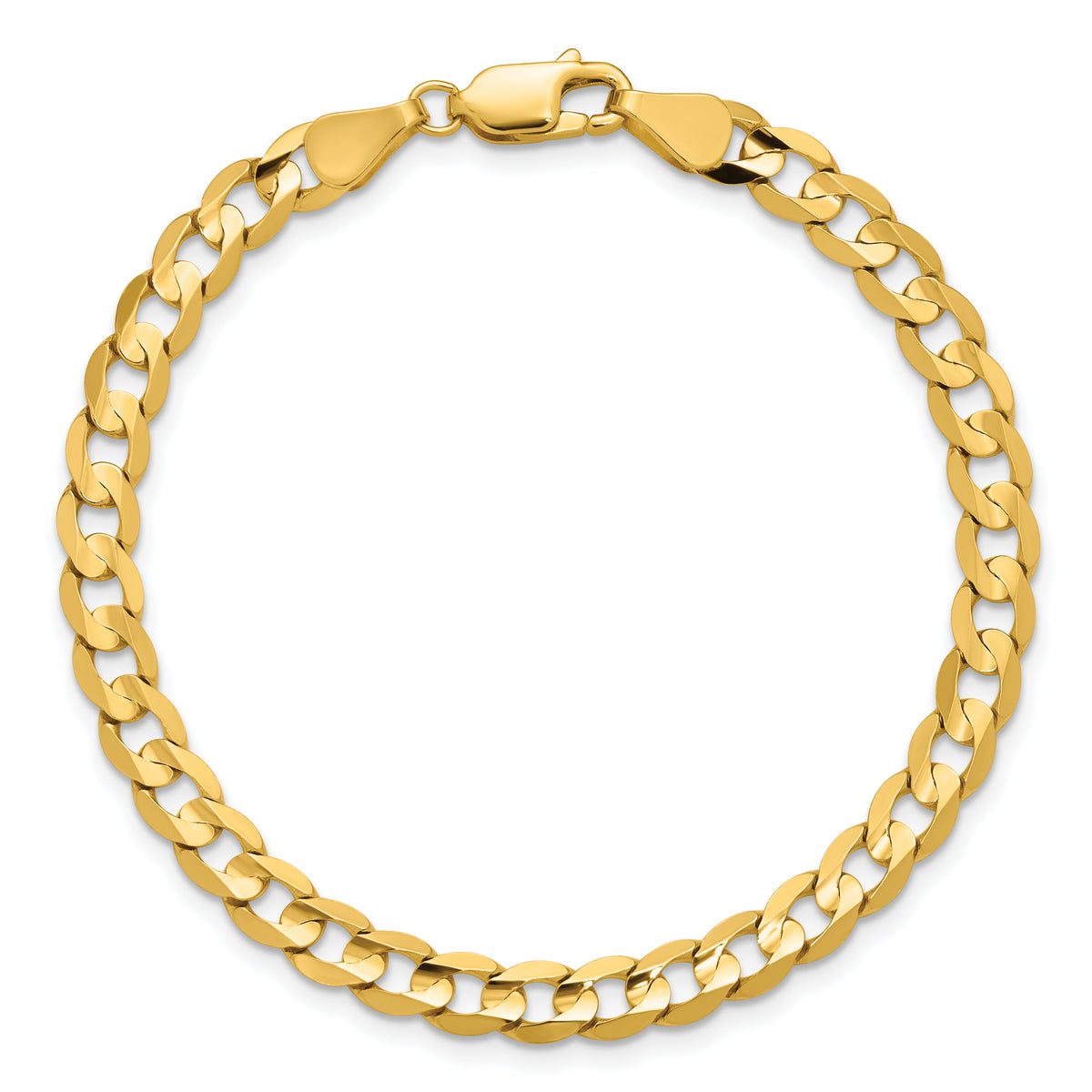 Gold (10K & 14K) Open Concave Curb Chain Bracelet - 14k Yellow Gold / 7 in / 5.25 mm