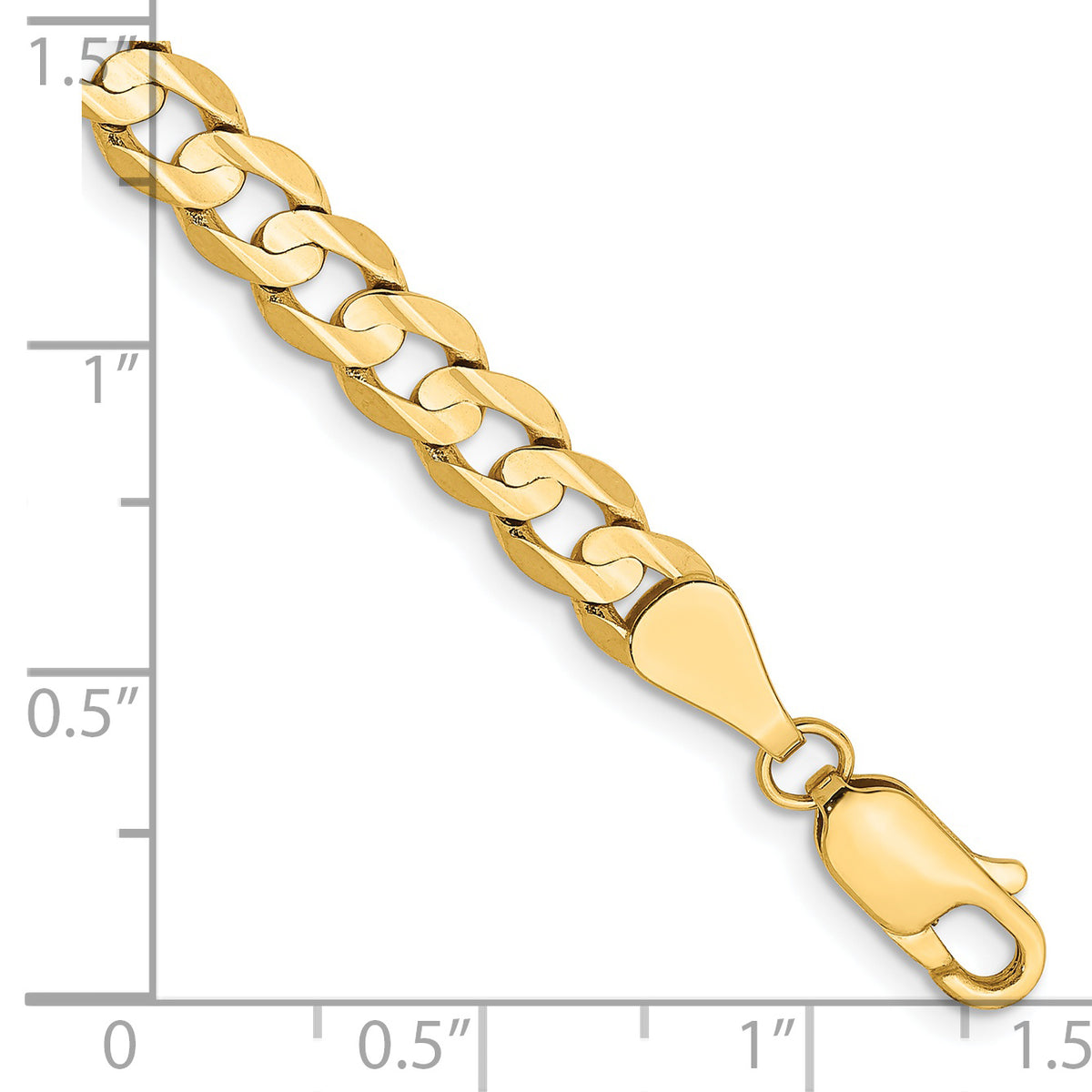 Gold (10K & 14K) Open Concave Curb Chain Bracelet - 14k Yellow Gold / 8 in / 5.25 mm