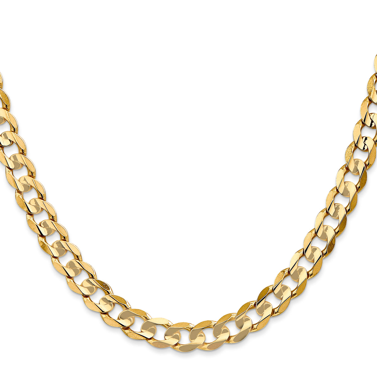 Gold (10K & 14K) Open Concave Curb Chain - 14k Yellow Gold / 18 in / 6.75 mm