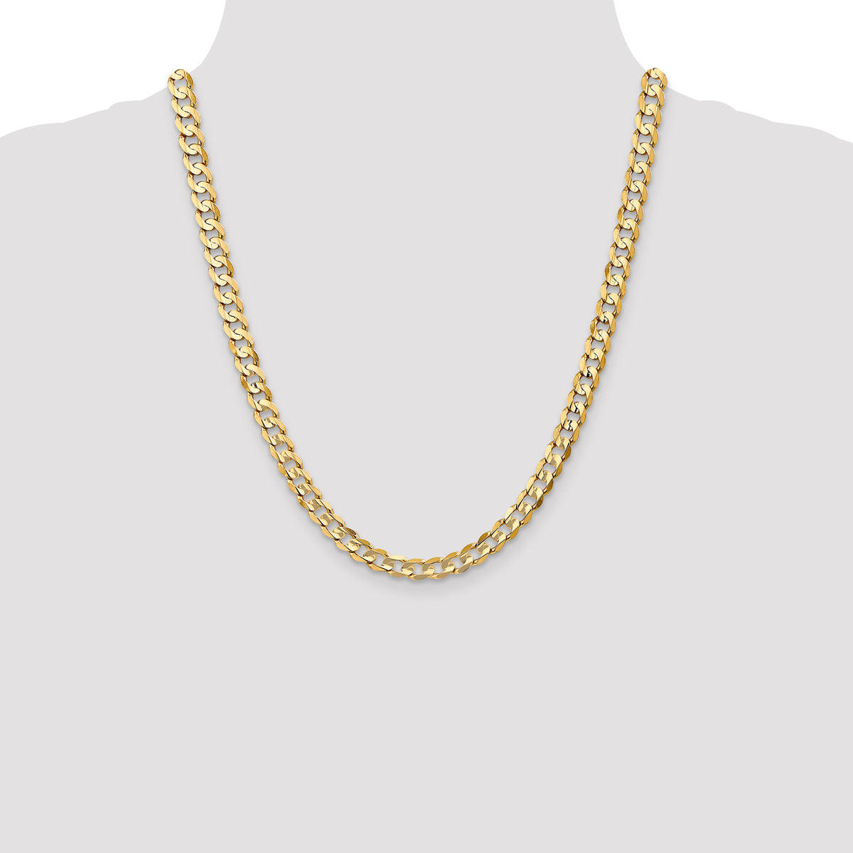 Gold (10K & 14K) Open Concave Curb Chain - 14k Yellow Gold / 22 in / 6.75 mm