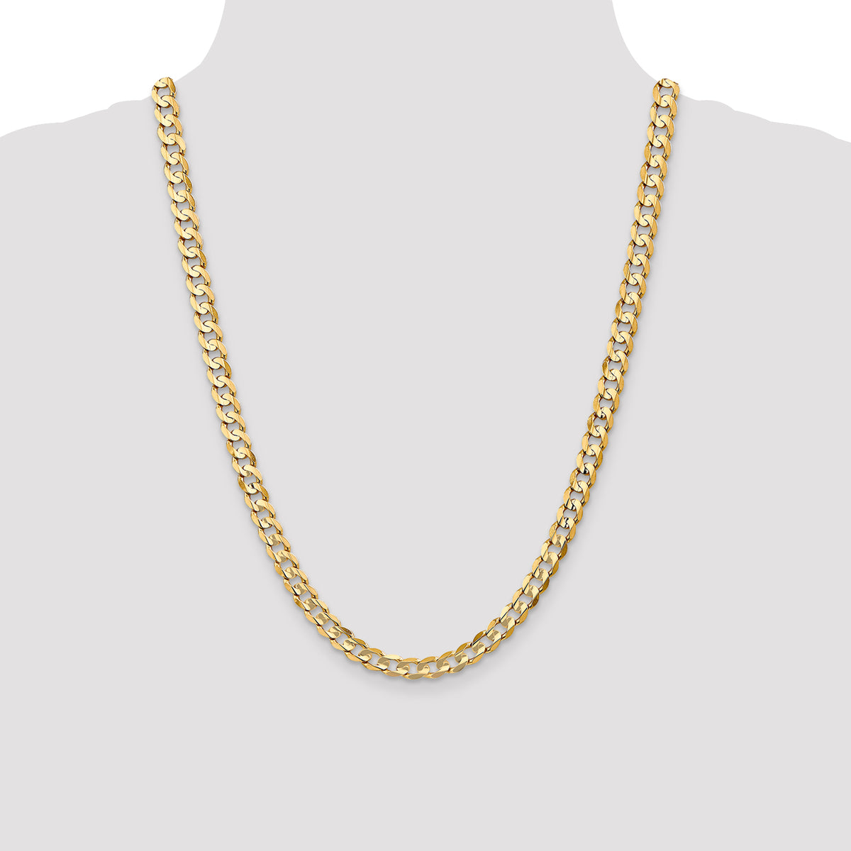 Gold (10K & 14K) Open Concave Curb Chain - 14k Yellow Gold / 24 in / 6.75 mm