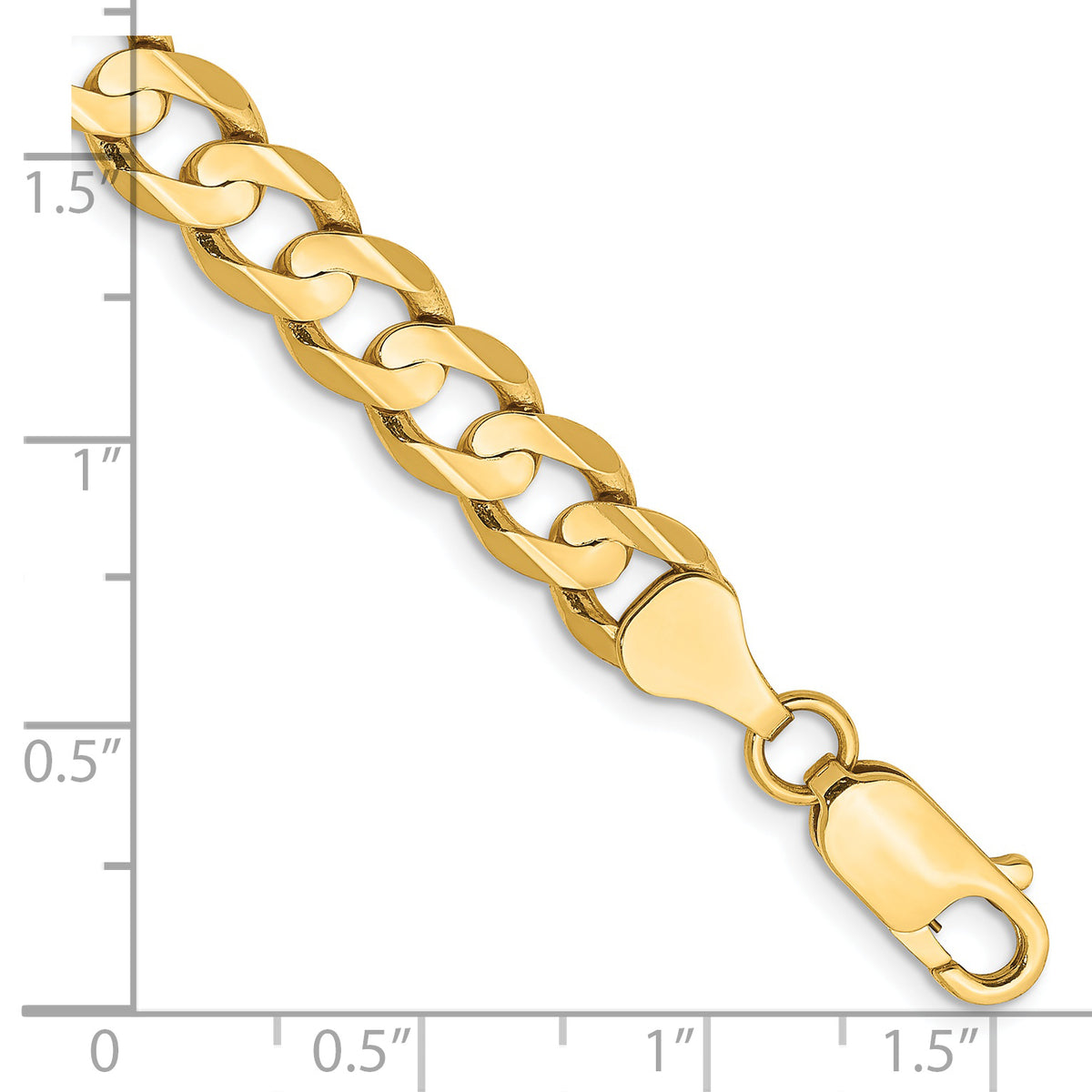Gold (10K & 14K) Open Concave Curb Chain Bracelet - 14k Yellow Gold / 7 in / 6.75 mm