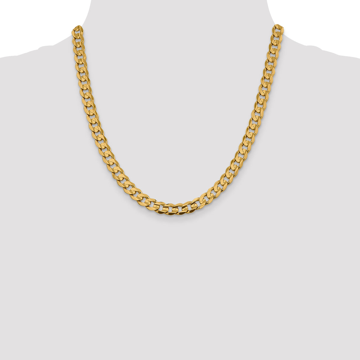 Gold (10K & 14K) Open Concave Curb Chain - 14k Yellow Gold / 20 in / 7.5 mm