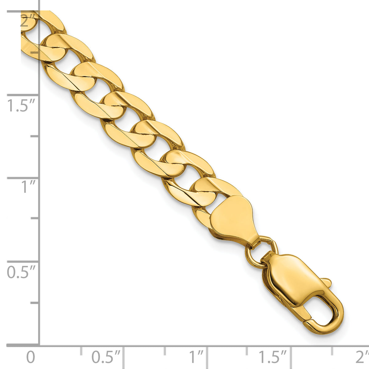 Gold (10K & 14K) Open Concave Curb Chain Bracelet - 14k Yellow Gold / 7 in / 7.5 mm