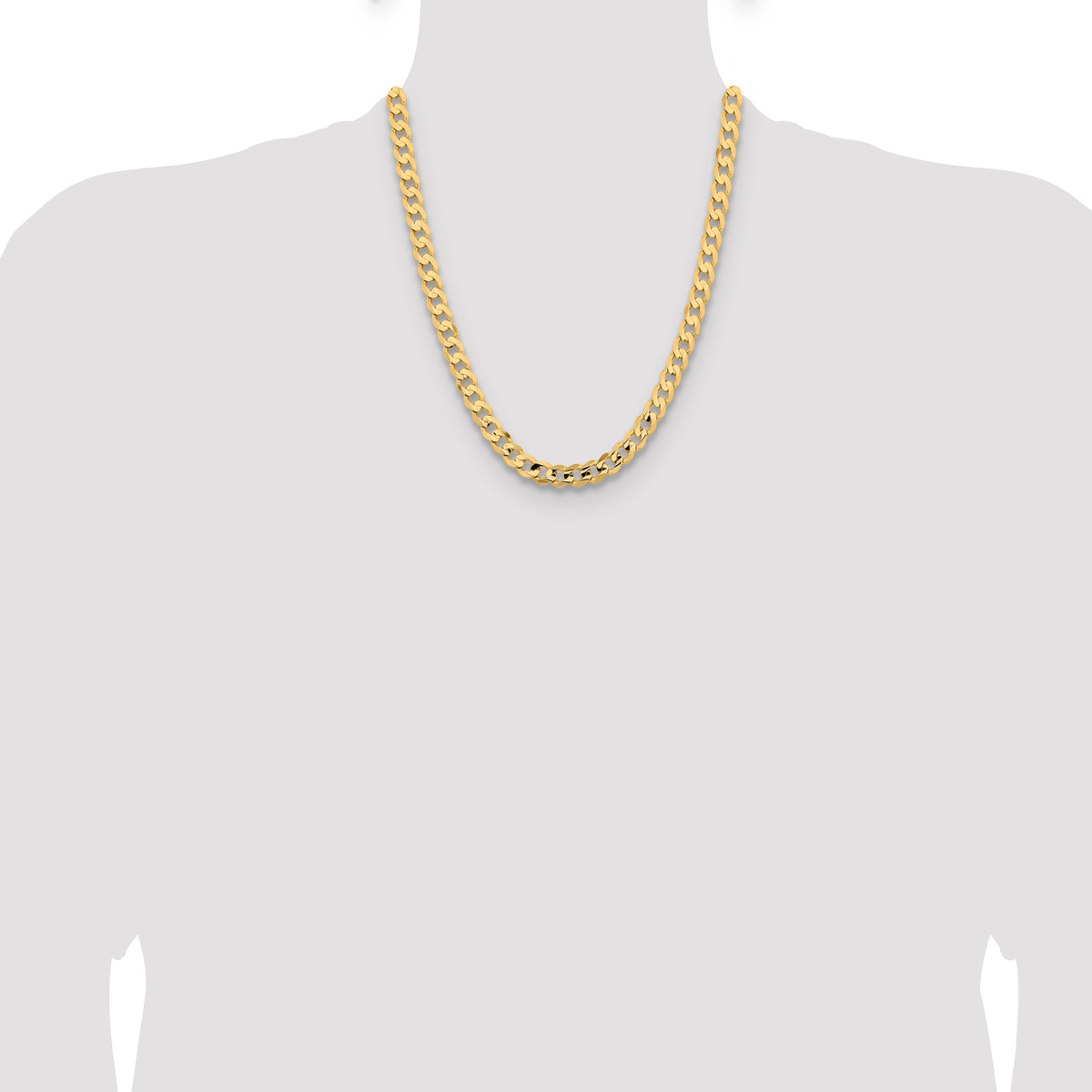Gold (10K & 14K) Open Concave Curb Chain - 14k Yellow Gold / 22 in / 8.5 mm