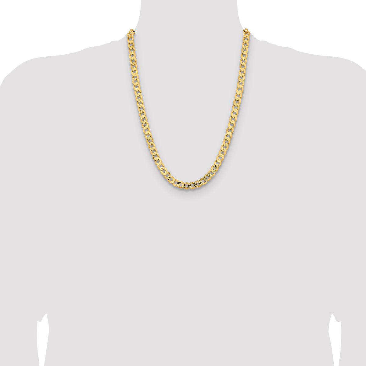 Gold (10K & 14K) Open Concave Curb Chain - 14k Yellow Gold / 24 in / 8.5 mm