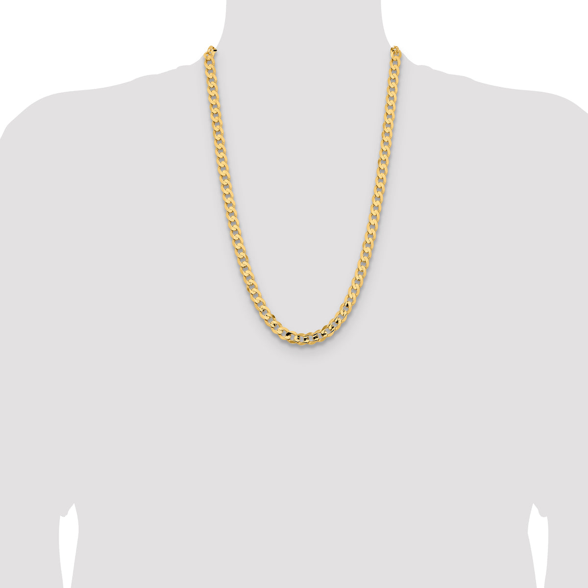 Gold (10K & 14K) Open Concave Curb Chain - 14k Yellow Gold / 26 in / 8.5 mm