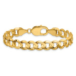 Gold (10K & 14K) Open Concave Curb Chain Bracelet - 14k Yellow Gold / 7 in / 8.5 mm