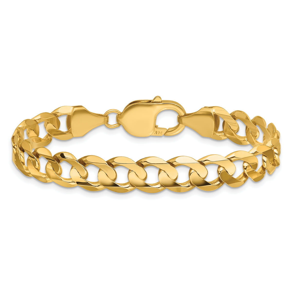 Gold (10K & 14K) Open Concave Curb Chain Bracelet - 14k Yellow Gold / 7 in / 8.5 mm
