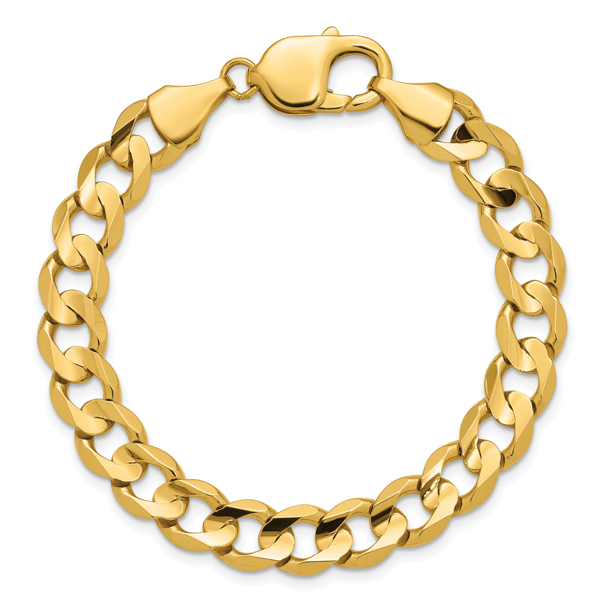 Gold (10K & 14K) Open Concave Curb Chain Bracelet - 14k Yellow Gold / 7 in / 8.5 mm