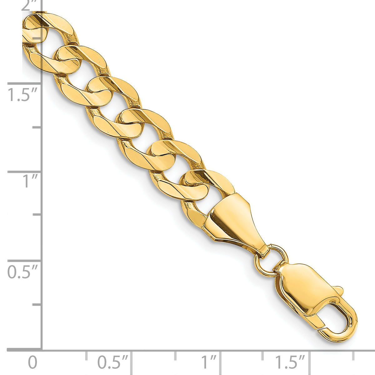 Gold (10K & 14K) Open Concave Curb Chain Bracelet - 14k Yellow Gold / 7 in / 8.5 mm