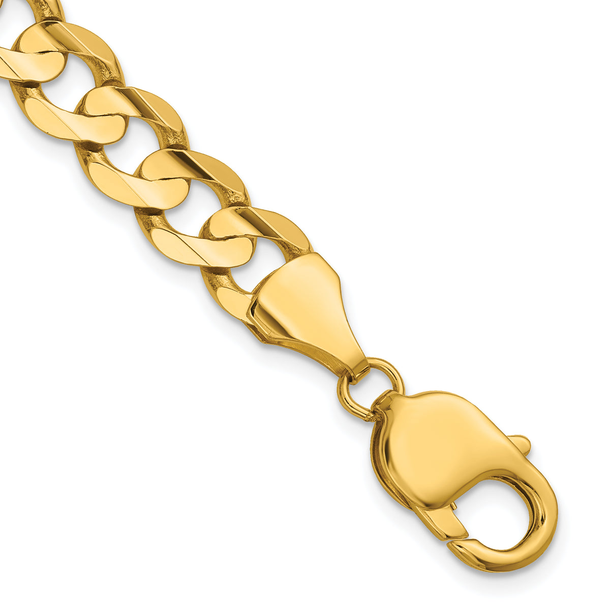 Gold (10K & 14K) Open Concave Curb Chain Bracelet - 14k Yellow Gold / 7 in / 8.5 mm
