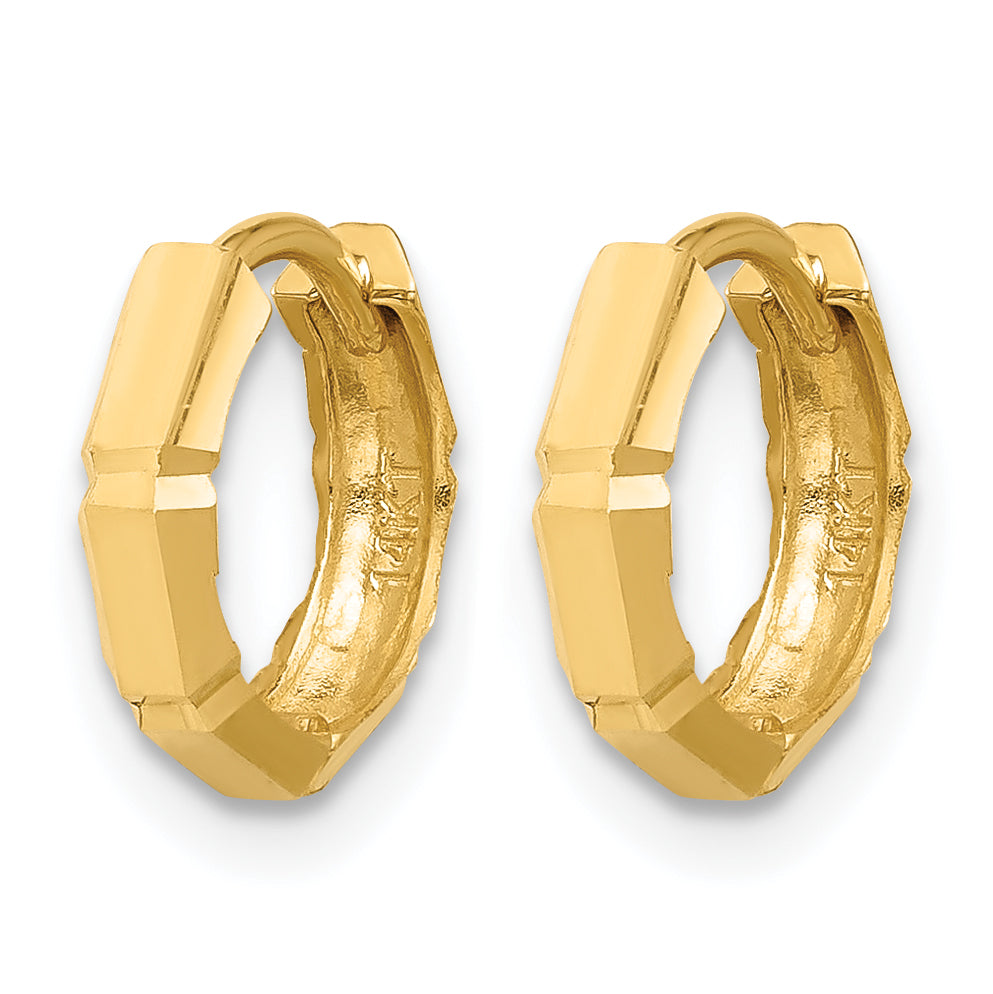 Leslie's Gold Polished and Grooved Hinged Hoop Earrings - 14k Yellow Gold / 10.75 mm