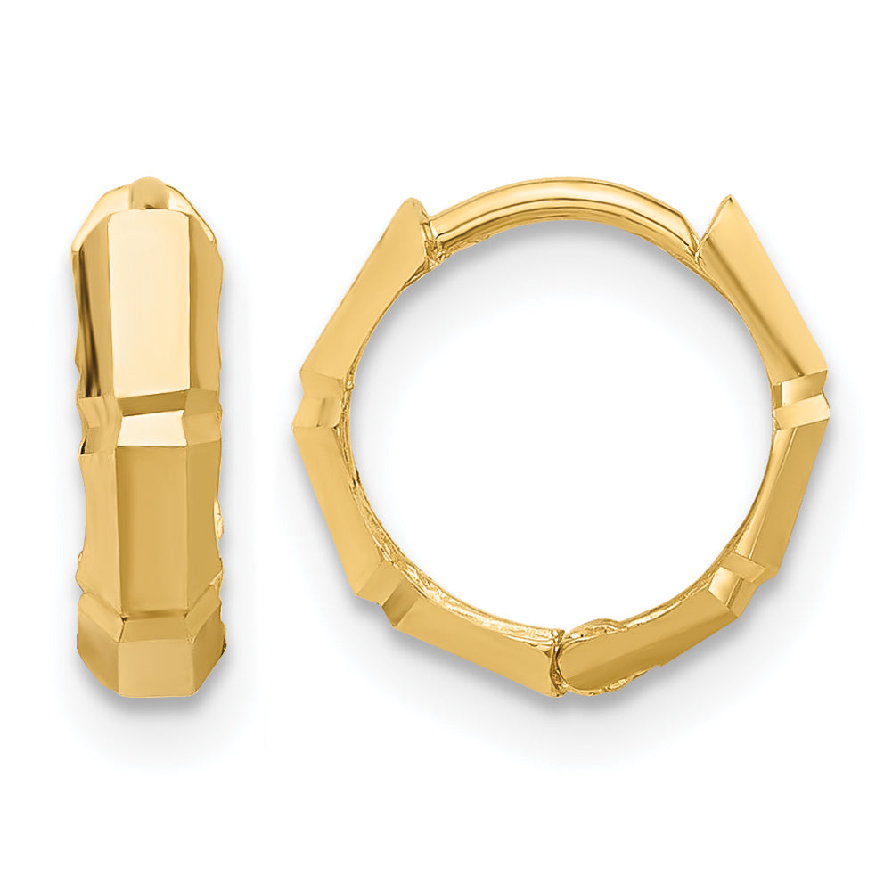 Leslie's Gold Polished and Grooved Hinged Hoop Earrings - 14k Yellow Gold / 10.75 mm