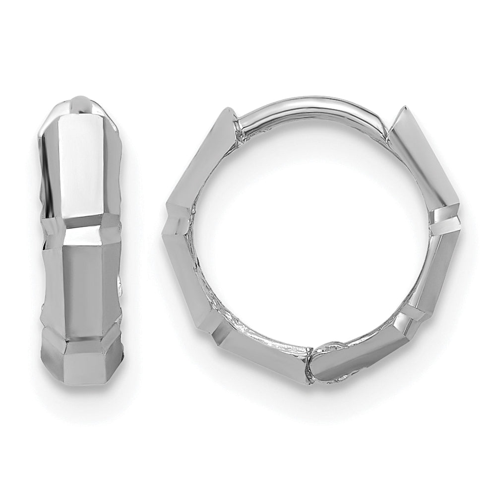 Leslie's Gold Polished and Grooved Hinged Hoop Earrings - 14k White Gold / 10.75 mm