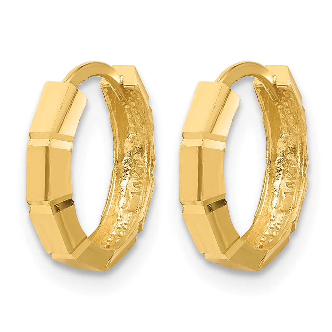 Leslie's Gold Polished and Grooved Hinged Hoop Earrings - 14k Yellow Gold / 12.5 mm